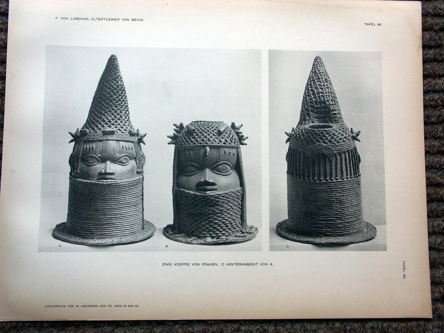 zz-lusc19,tafel 063 benin nigeria,frau-bronze-gedenkkopf zipfelmütze